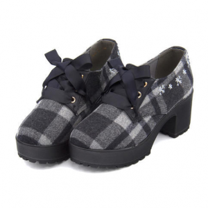 厚底リボンレースアップパンプス PLZ 1883 グレースエード[750HP]