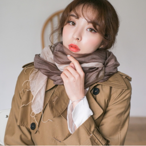 심플 투톤 실크 숄 빅 스카프