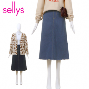 밑단헤짐스티치데님스커트_I8C-ISK018A