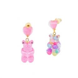 GUMMY BEAR HEART DROP EARRINGS _MULTI PASTEL, PINK