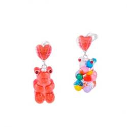 GUMMY BEAR HEART DROP EARRINGS _MULTI VIVID, RED