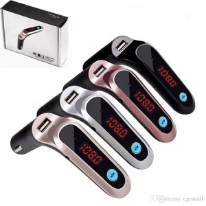 Car Bluetooth Adapter S7 FM Transmitter Bluetooth Car Kit Hands Free FM Radio Adapter with USB Out