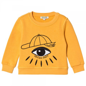 Kenzo Kids 노란색 아이 프린트 로고 셔츠