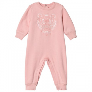 Kenzo Kids Rose Pink Tiger Embroidered Footless Babygrow