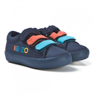 Kenzo Kids Navy Embroidered Canvas Velcro Trainers
