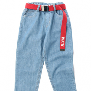 GIベルト付きワイドテーパードデニムパンツ キッズ