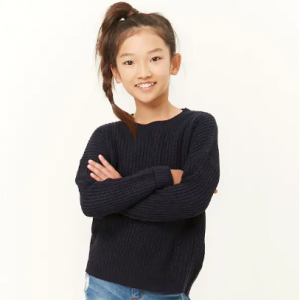 ラウンドネックリブニット