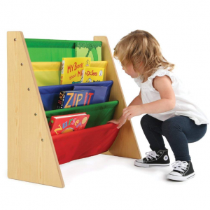Tot Tutors Kids Book Rack Storage Bookshelf, Natural/Primary (Primary Collection)