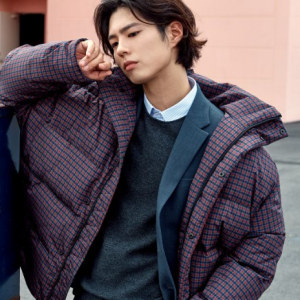 [T쉐린_볼륨다운] 레드 체크 숏기장 구스 다운점퍼