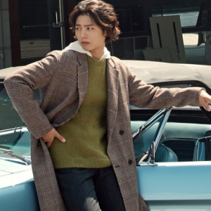 브라운 울혼방 체크 롱코트