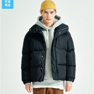 (UNISEX) 하이터틀 미들오버 숏패딩 블랙