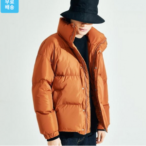 (UNISEX) 하이터틀 미들오버 숏패딩 브라운