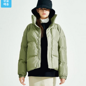 (UNISEX) 하이터틀 미들오버 숏패딩 카키