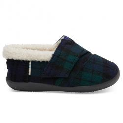 Spruce Plaid Felt Tiny TOMS House Slippers