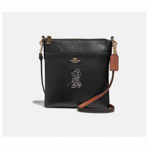 DISNEY X COACH  Minnie Mouse Kitt Messenger Crossbody With Motif BLACK/LIGHT GOLD