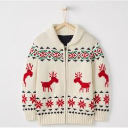 Hanna Andersson Dear Deer Zippered Sweater In Cotton & Merino