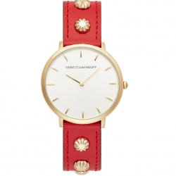 Major gold tone red studded strap watch 35mm