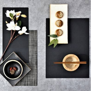 우븐패브릭 테이블 식탁 매트 블랙