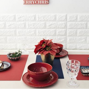 우븐패브릭 테이블 식탁 매트 레드