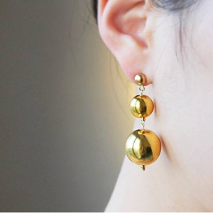 Merry Gold Shine Ball Earrings (Short)