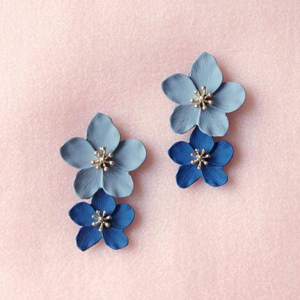 My Bloom Gray and Blue Flower Earrings