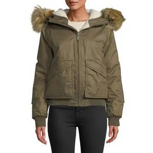 Hunter Boot Waterproof Insulated & Faux-Fur Hooded Bomber Jacket