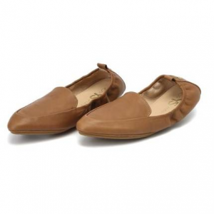 [YOSI SAMRA] 베이지 포인티드토 가죽 폴딩플랫슈즈