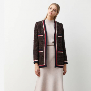 JILLSTUART NEWYORK WOMEN  네이비 울혼방 노카라 트위드자켓