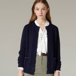 [HAZZYS LADIES] 네이비 단색 울혼방 가디건
