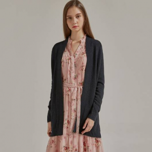 [HAZZYS LADIES] 네이비 단색 울혼방 오픈형가디건