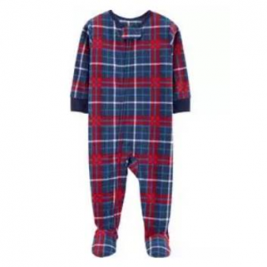 1-Piece Plaid Fleece PJs