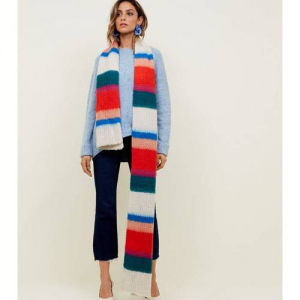 Multicoloured Stripe Extra Long Knit Scarf
