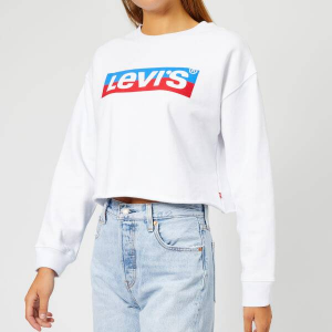 Levi's Women's Graphic Raw Cut Crew Jumper - New Logo Crew White
