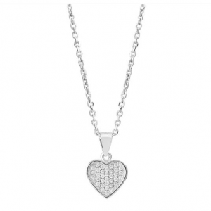 TJH COLLECTION SILVER PAVE 하트 펜던트