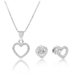 TJH COLLECTION SILVER CUBIC ZIRCONIA OPEN 하트 기프트 세트