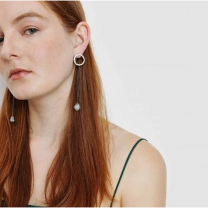 Semi-Precious Stone Circle Drop Earrings