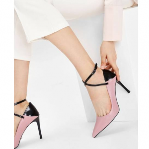Criss Cross Ankle Strap Leather Heels