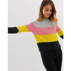 Only Maribel multi stripe jumper in wool blend