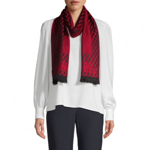 Versace Houndstooth & Herringbone Wool Scarf