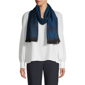 Versace Houndstooth & Herringbone Wool Scarf