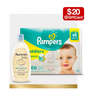 Free $20 gift card with $100 on Diapers, training pants, wipes & toiletries @ Target