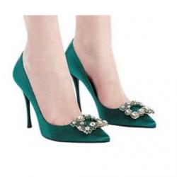 ROGER VIVIER 100MM FLOWER SATIN PUMPS
