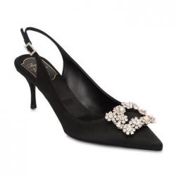ROGER VIVIER 65MM FLOWER SATIN PUMPS