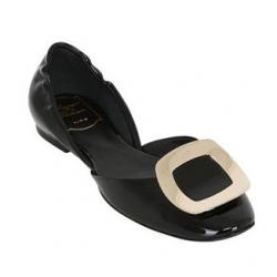 ROGER VIVIER 10MM CHIPS PATENT LEATHER D'ORSAY FLATS