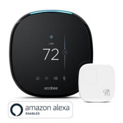 ECOBEE4 WI-FI THERMOSTAT WITH ROOM SENSOR AND BUILT-IN AMAZON ALEXA - BLACK