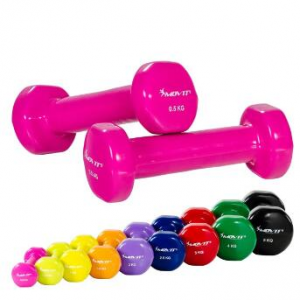 MOVIT® 2er Set 0,5 kg Profi Vinyl Hanteln, Pink