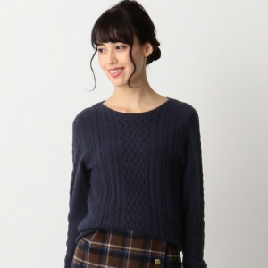 【洗える】カシミヤブレンドケーブル ニット