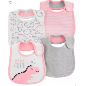 4-Pack Dinosaur Teething Bibs