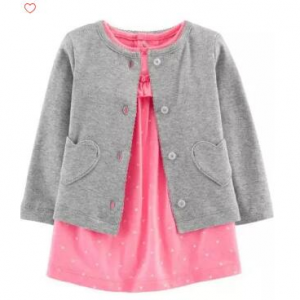 2-Piece Bodysuit Dress & Cardigan Set