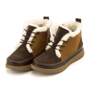 melange(メランジェ) レディース ファー付きカジュアルブーツ【ダークブラウン】